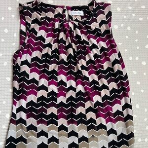 Calvin Klein women’s suiting - Pleated Front Crew Neck Sleeveless Top